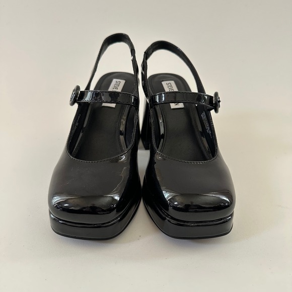Steve Madden Black Platform Mary Jane Heels Womens 7 Chunky y2k Block Goth Bratz - Picture 3 of 7